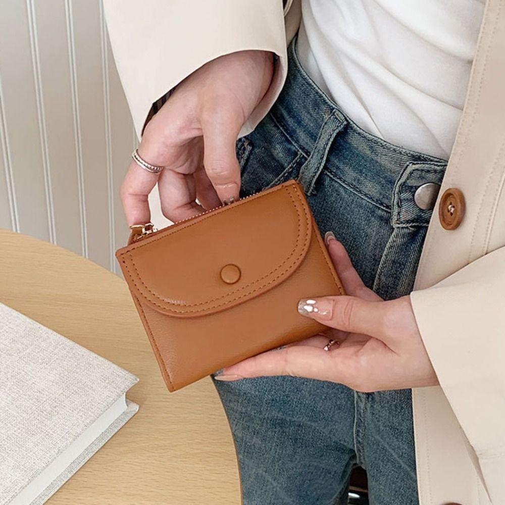 Purse Short Wallet Korean Style Card Bag Casual Solid Color Card Holder Men