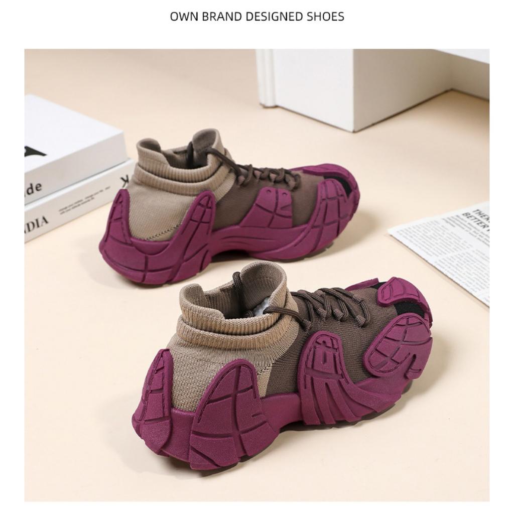 Sports Shoes for Children, Versatile Spring New Octopus Thick Sole Fly Woven Casual Single Shoes, Plus Size Women's Shoes