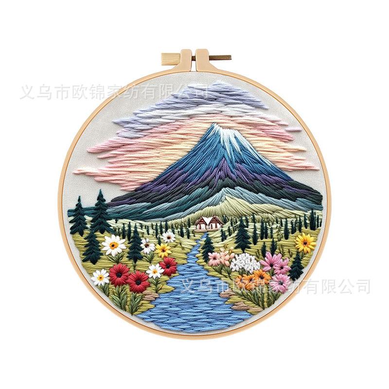 New Landscape Embroidery Diy Handmade Material Bag Fabric Creative Handmade Needle And Thread Set