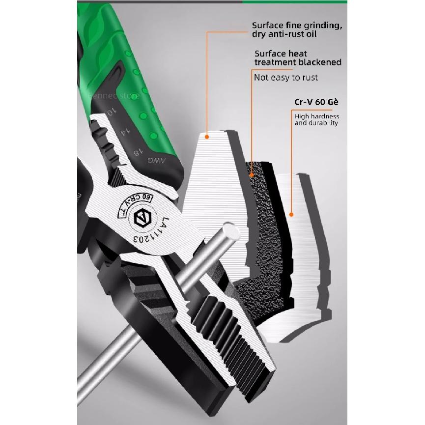 LAOA Multifunction Wire Stripper Wire Cutters/Long Nose/Diagonal Nose Pliers 7-inch Electrician Hand Tools Industrial Grade