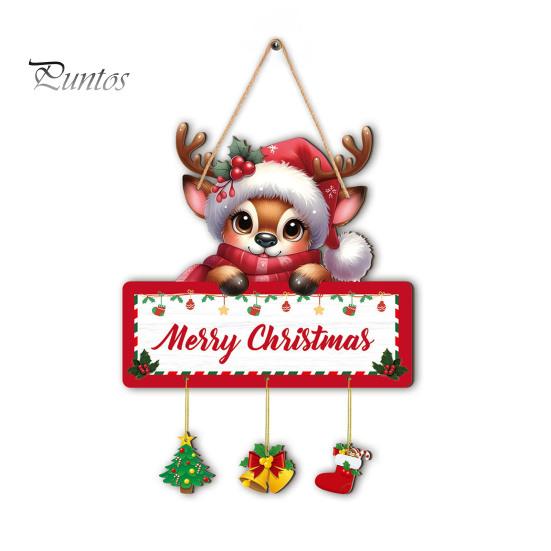 Xmas Party Wall Hanging Christmas Winter Wooden Sign, Elk Snowman Decorative Plaque, Rustic Holiday Decor Door Sign for Home Hangers