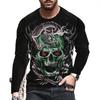 Autumn Winter Men's Pullover Long Sleeve Top Loose Fit Spring Skeleton Youth Men Round Neck Casual T-shirt