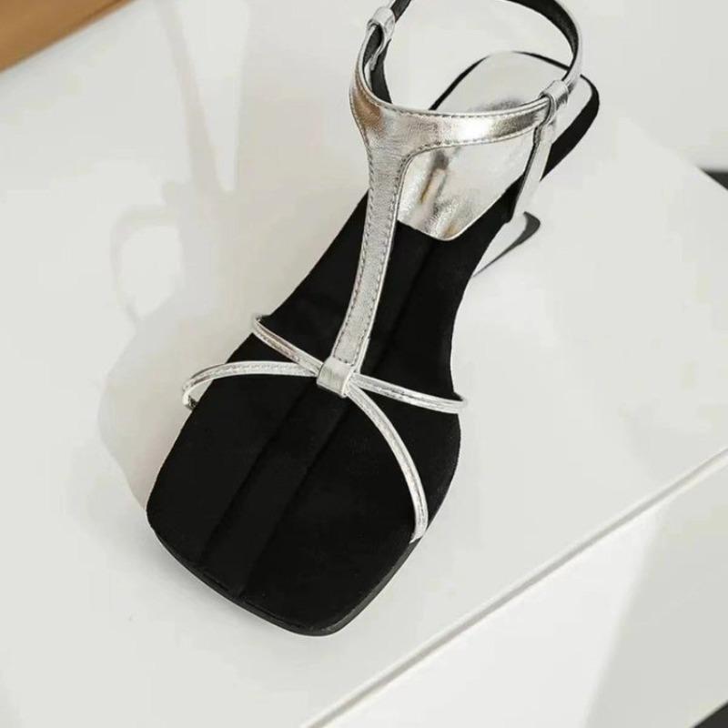 Summer Retro Square Toe Clip Toe Sandals Fashion High Heel Women's Slippers Women's Sandals