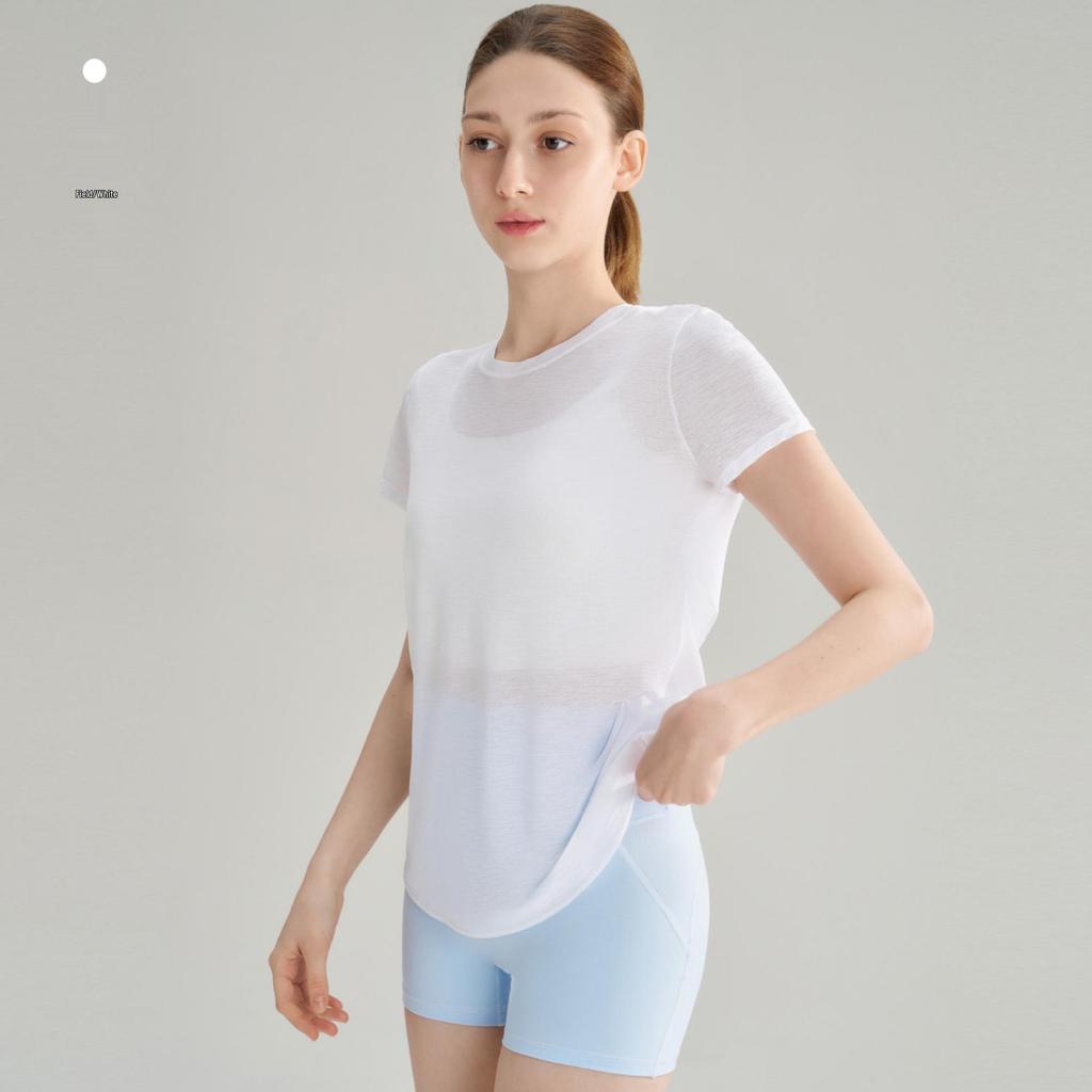 Women's Bamboo Yarn Hollowed Back Quick-Dry Yoga T-Shirt