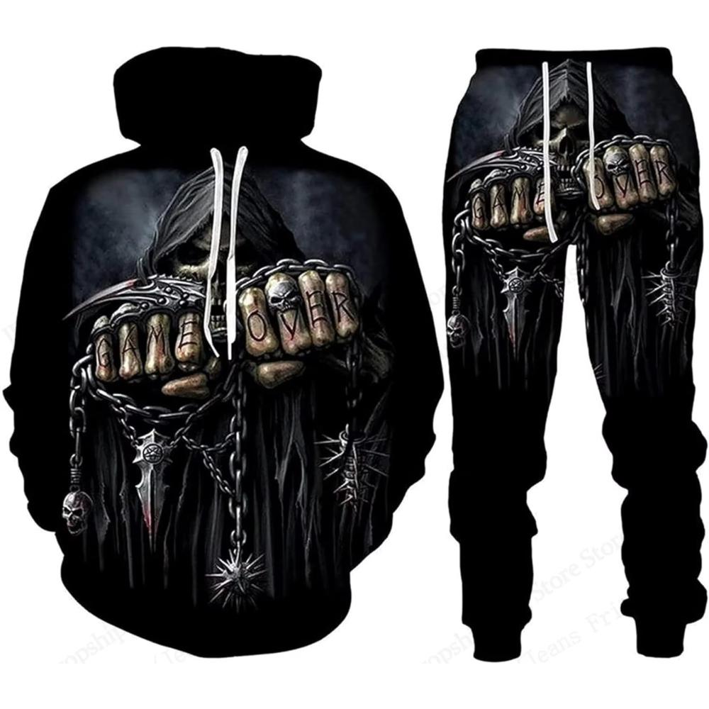 Prosty męski dres z bluzą z kapturem Stylowy Prosty Sportowy Strój Męski