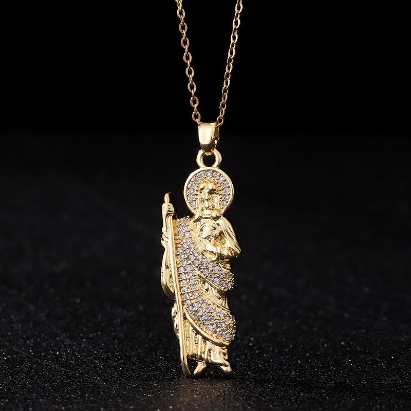 European and American Fashion Micro inlaid Color Zircon Pendant Women's Jewelry Virgin Mary Necklace