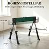 2 Foldable Metal Trestles As a Set, Max. Load 1160 Kg, Height-adjustable 64-81 Cm, Includes Carrying Handle