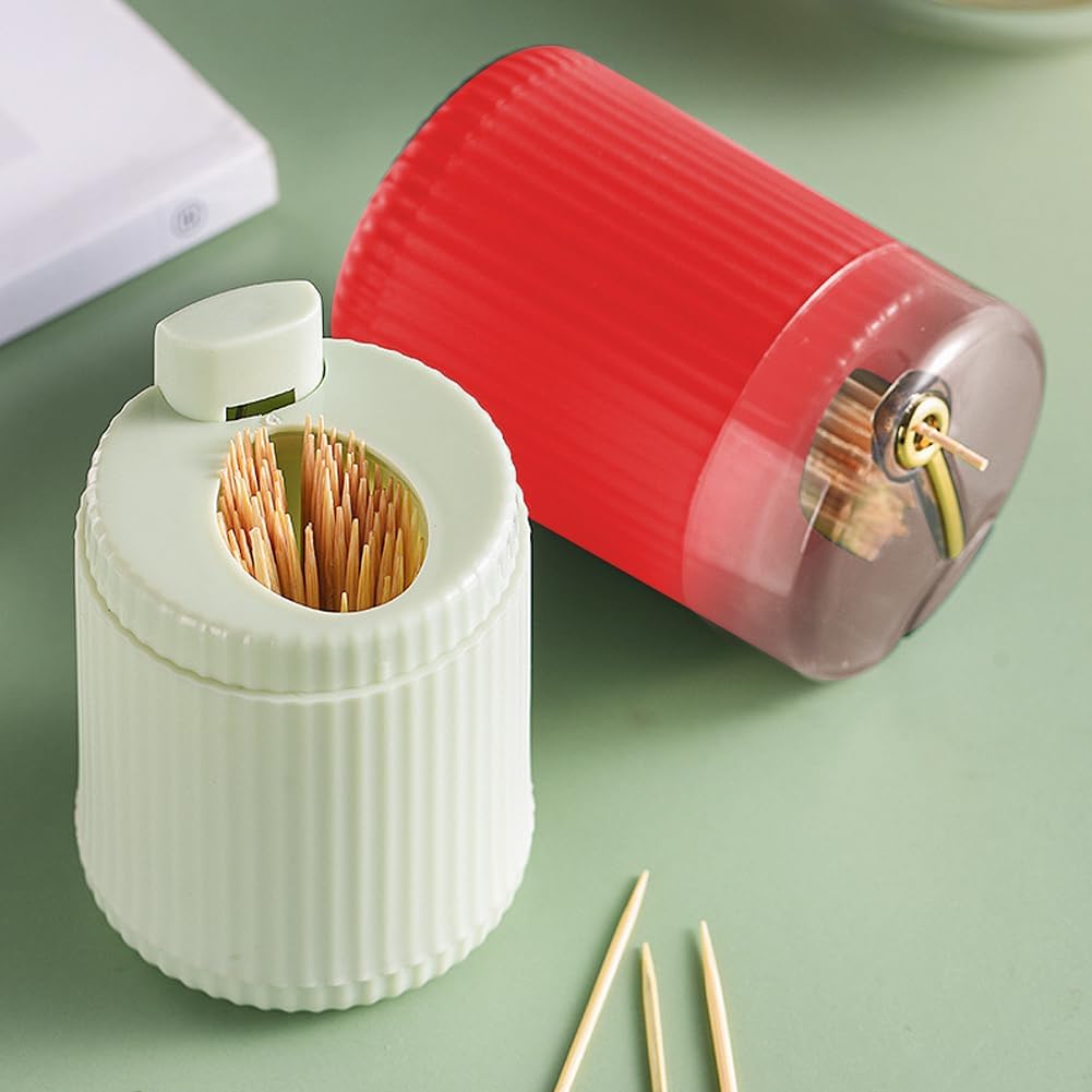 1pc Automatic Toothpick Dispenser Holder, Pop-Up Plastic Toothpick Box for Swab Jar and Dental Floss for Home Bathroom or Kitchen Storage and