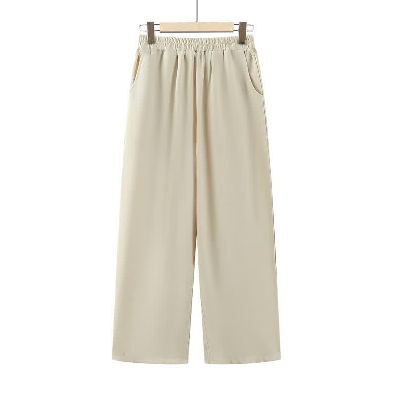 Hodo Women's Mid-Elderly Summer Thin High-Waist Cropped Pants