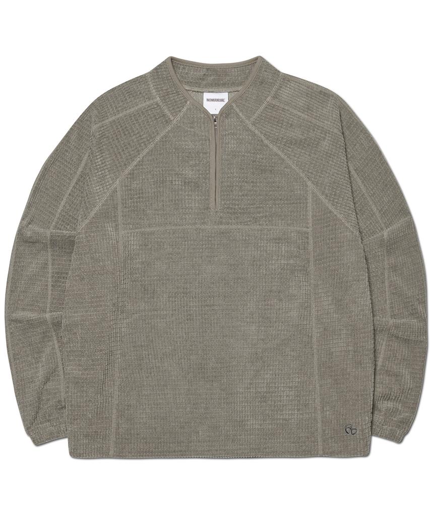 Nomaenyueol Heavy Waffle Half Zip-Up - Gray