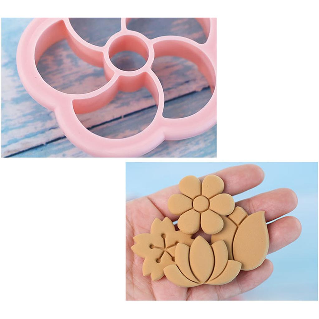 8 Pack Cookie Cutters Cookie Embossing Molds Flower Shaped Baking Tools Biscuit Molds PP Material for DIY Baking Cookie
