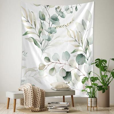 Ink Wash Leaf Plant Tapestry Wall Hanging Simple Modern Art Hippie Bohemian Living Room Bedroom Home Decor Background Cloth