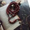 Natural Wood Cross Rosary Pendant Necklaces Catholic Jesus Bead Necklaces for Men Women Jewelry Christian Religious Gift