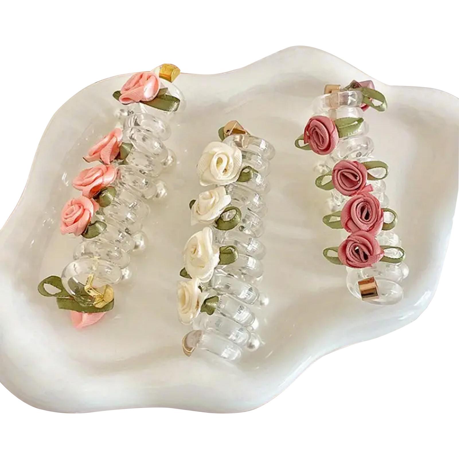 

3 шт. Плетение волос, эластичные резинки для волос, вставка из цветка и жемчуга, эластичные резинки для волос, заколки, повязки на голову для друзей, членов семьи