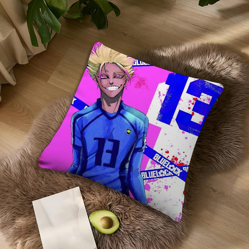 BLUE LOCK S-Shidou R-Ryuusei Kissenbezug Wohnzimmer Akzent Sofa Rückenstütze Quadratisch Lounge Erholsames Nickerchen Begleiter Kissenbezug