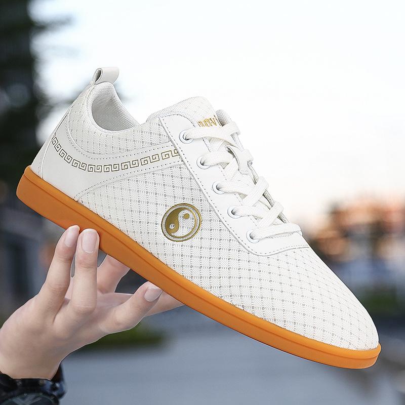 

Du Weike весенне-летние сетчатые туфли для тай-чи мужские и женские туфли для боевых искусств подошва из говяжьей жилы дышащие спортивные парусиновые туфли для тай-чи 35 белый