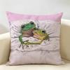 Funny Animal Friends Gift Design Cushion Cover Natural Linen Organic Fabric DoubleSided Printing Room Sofa Decor Pillow Case