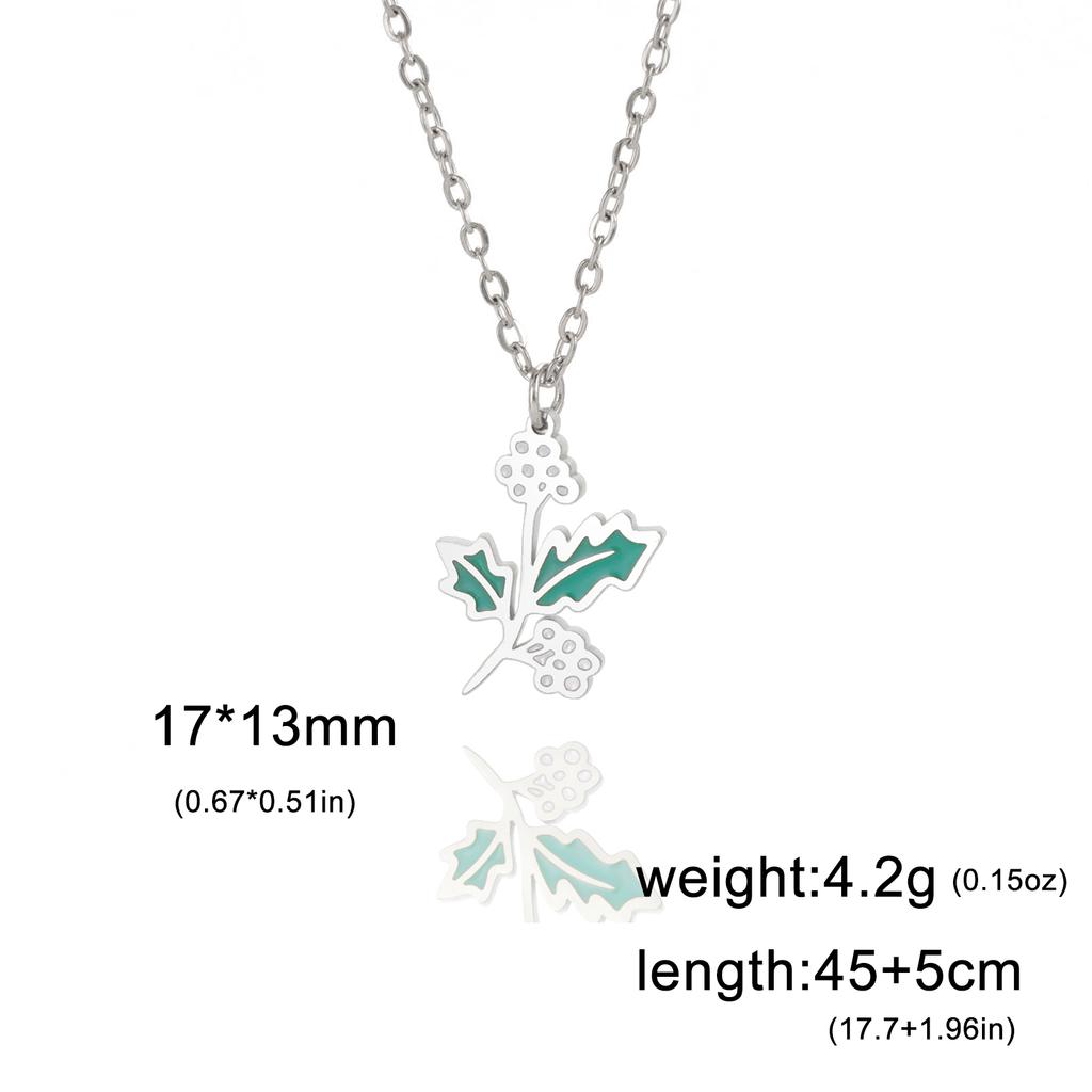 12 Birth Months Flower Necklace Stainless Steel White Green Enamel Daisy Rose Cosmos Pendant Neck Chains Birthday Gift