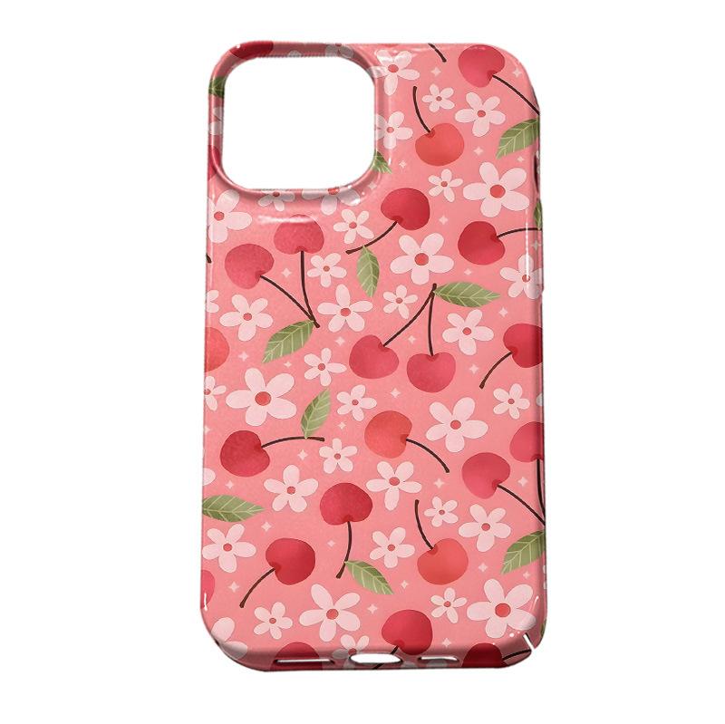 Amazon hot-selling sweet cherry mobile phone case Apple 16 ultra-thin film case iPhone17 anti-drop 14promax
