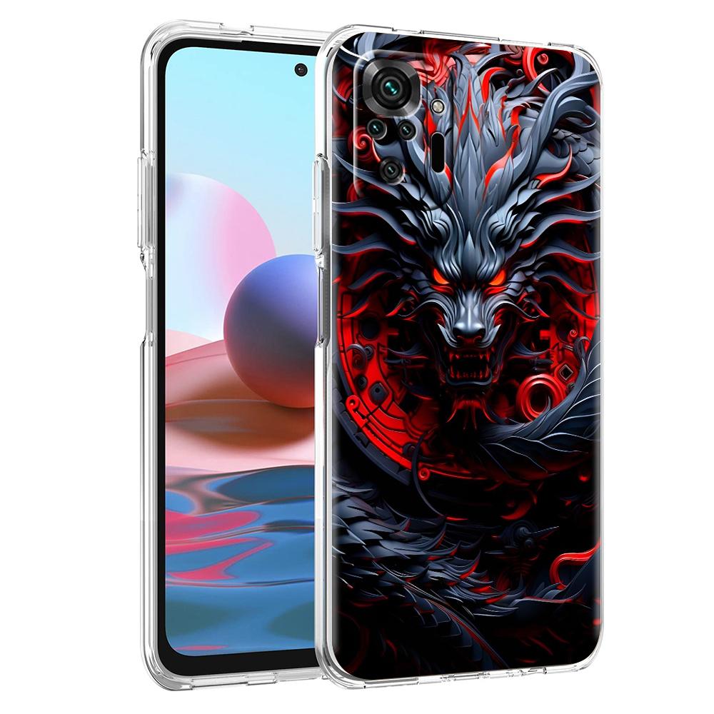 

Прозрачный чехол для телефона для Redmi 13C 12C 10C Note 13 12 11 11T K40 Plus Pro Мягкая TPU оболочка Трендовая Мода Мультяшный Китайский Дракон Note 12 4G