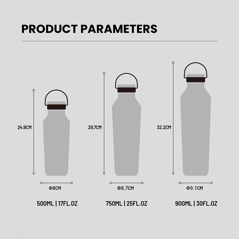 Tyeso Stainless Steel Vacuum Insulated Water Bottle Portable Durable  Leak-Proof for Outdoor Sports Matte Finish Carry Handle