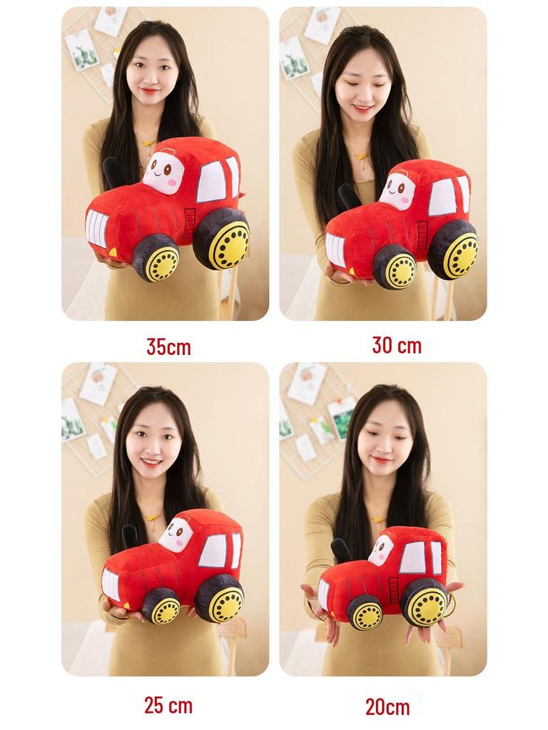 Cartoon Tractor Plush Toy Bedtime Comfort Pillow for Kids
