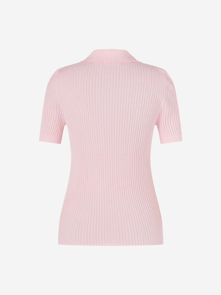 LORDLOAR Slim Ribbed Collar Knit Pink