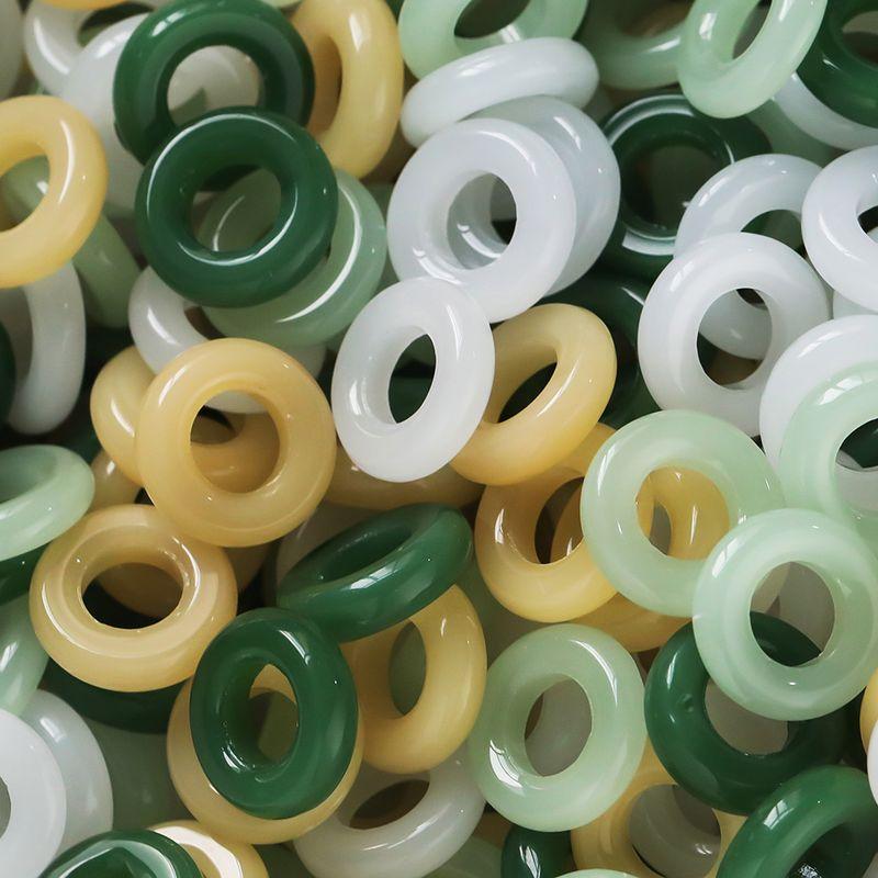

Glass Imitation Jade Ancient Style Safety Buckle Running Ring DIY Woven Bracelet Carrying Strap Necklace Pendant Jewelry Accessories Material 16mm random color mixing(20)