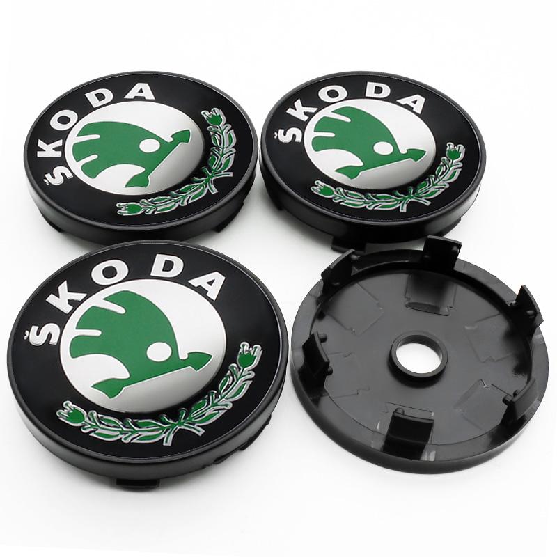 AAABQ1 4Pcs 56mm 60mm Car Wheel Center Hub Caps Badge Rim Cover Emblem For Skoda Octavia 2 3 Fabia Rapid Superb Kodiaq Karoq Kamiq Yeti