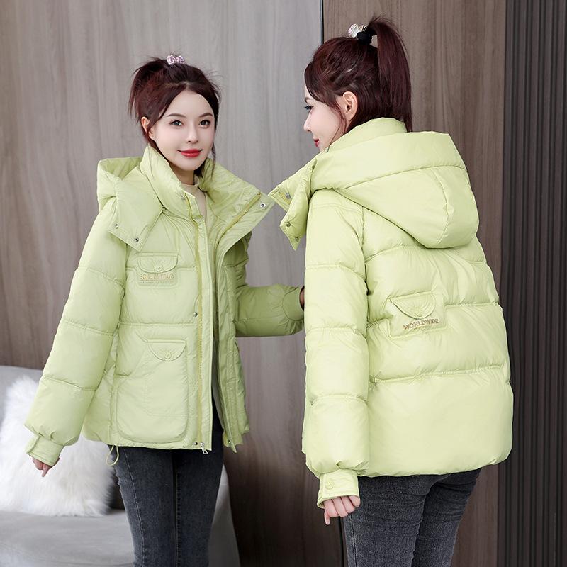 Plus Size Cotton Suit 2025 Down Cotton Thickened Winter Korean Version of Hooded Loose Padded Jacket Cotton Jacket Cropped Bread Jacket