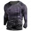 Vintage Men's Long Sleeve T-shirt 3d Letter Print Graphic T Shirts Men Fashion Tops Tees Outdoor Sports Tops