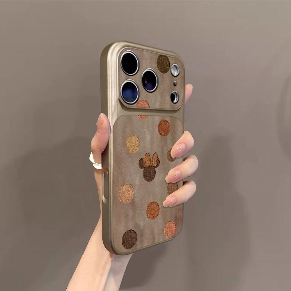 Polka dot anti-fingerprint Minnie applies to iPhone17promax mobile phone case Apple 16pro new 15pro niche