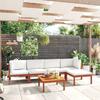 VidaXL Garden Lounge Set 6 Pieces with Cushions, Cream Acacia Wood and Rope 3057881