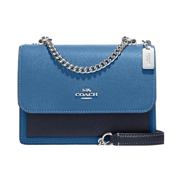 Coach Klare 18 Snap Closure Crosshatch Leather Mini Shoulder Bag Women Shoulder Bag Blue CF376-SVOCC Basic Set (Bag+Dust Bag)