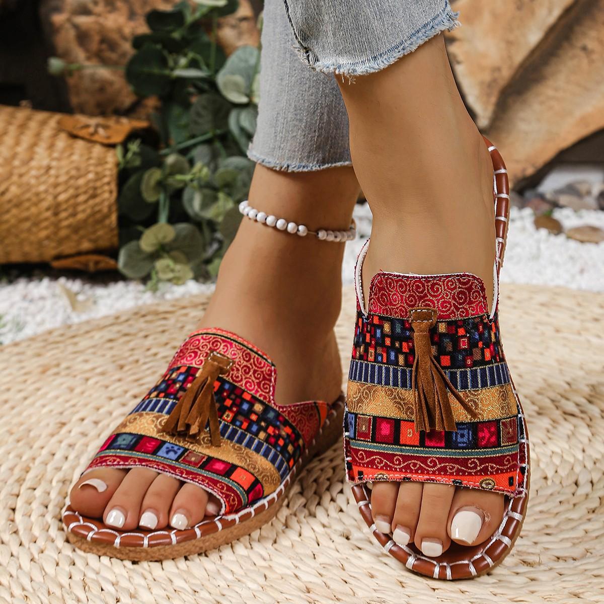 

Women s Flat Beach Shoes European American Bohemian Sandals Summer 43