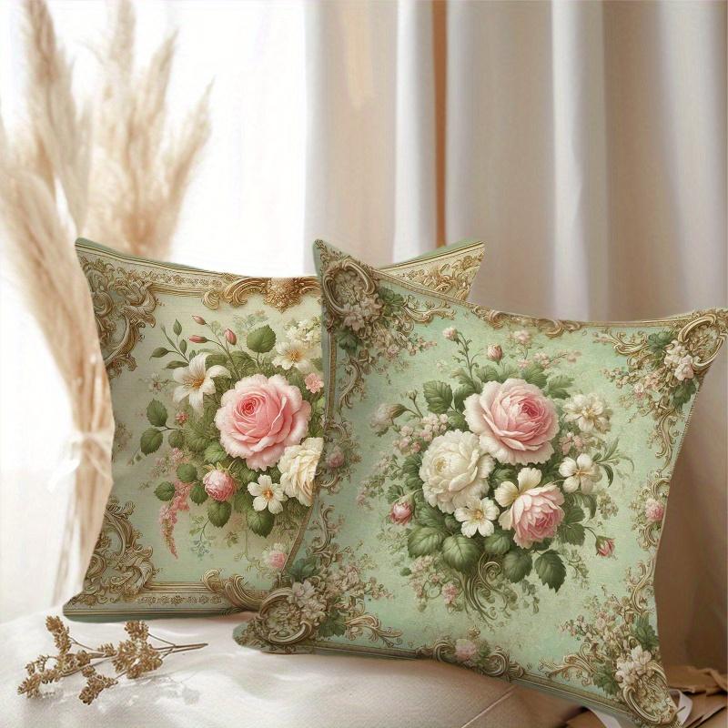 Retro flower decoration pillowcase pillowcase super soft polyester material living room sofa back car pillowcase decoration