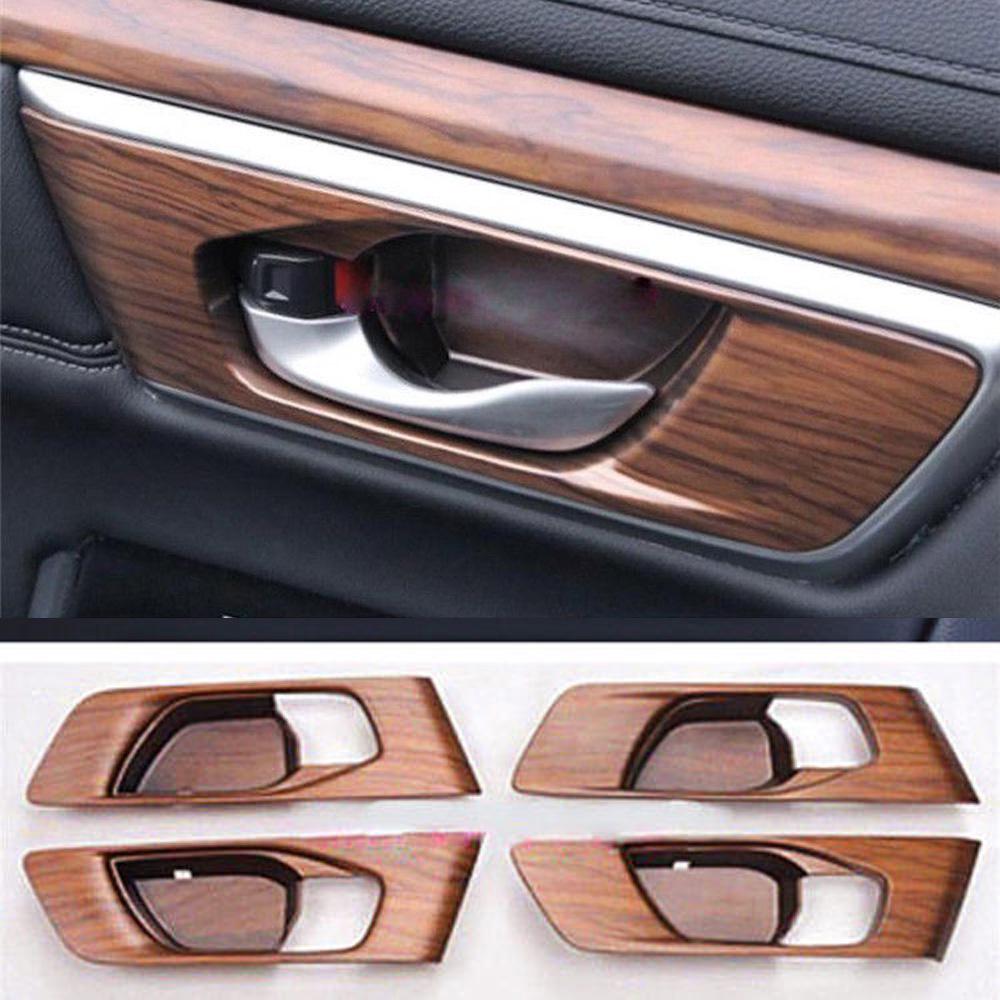For Honda CRV CR-V 2017-2018 Peach Wood Grain Indoor Bowl Panel Cover Trim 4 PCS