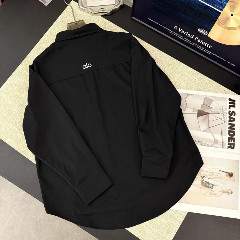 Womens Retro Collar Long Sleeve UV Protection Lightweight Polo Shirt Casual Korean Style Solid Color Top