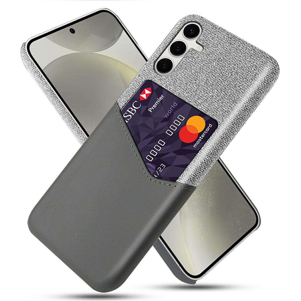 For Samsung Galaxy S25+ Case PU Leather Card Slot Cloth Texture Hard PC Phone Cover