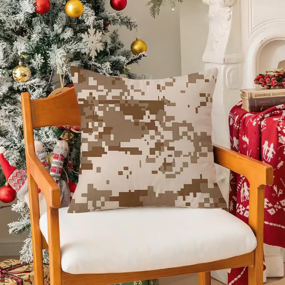 Decorative Military Camo Pillow Case Silky Elegant Comfort Sofa Bed Invisible Zipper