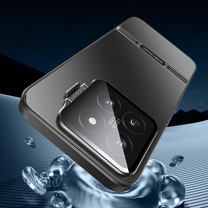 For Xiaomi 14 Matte Cell Phone Cases PC+TPU Cover with Lens Frame Kickstand