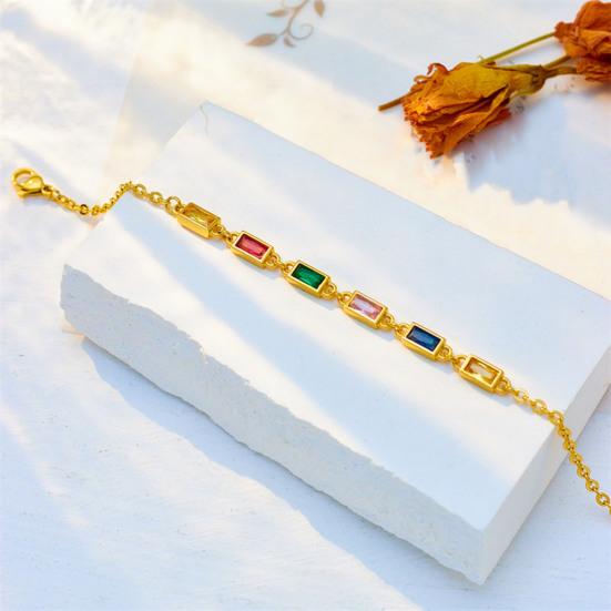 Women Bracelet Adjustable Titanium Steel Gemstone Cuff Bracelet Cubic Zirconia Jewelry Accessory for Women Lady