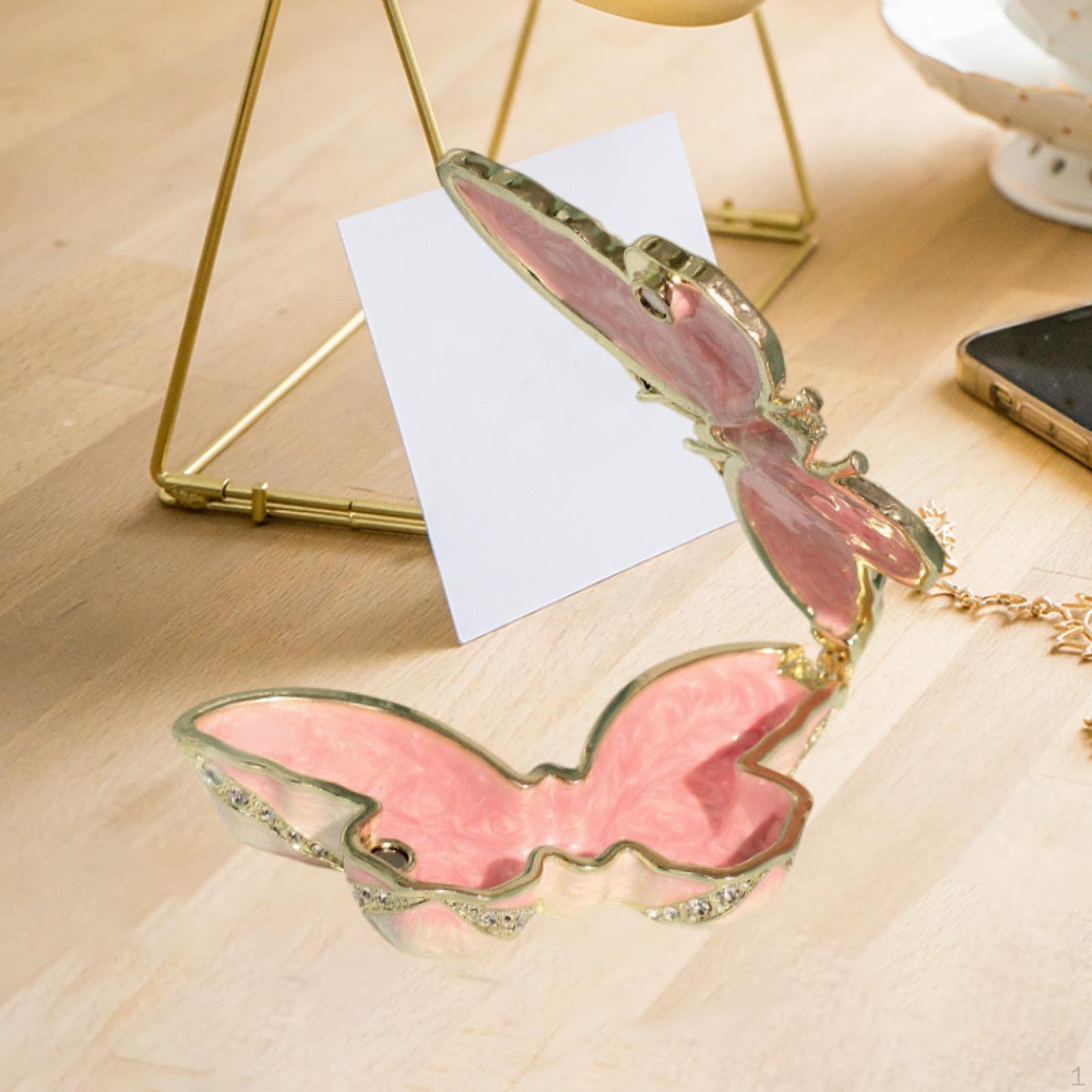 

Эмалированная шкатулка для хранения украшений в виде бабочки, футляр для подвесок и шармов розовый