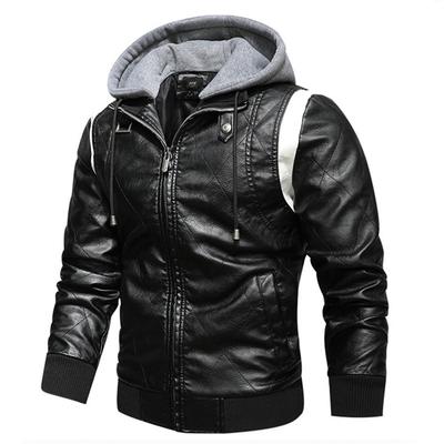Autumn Winter Men's Leather Jacket High Quality Korea Fashion Youth Hooded Leather Coats