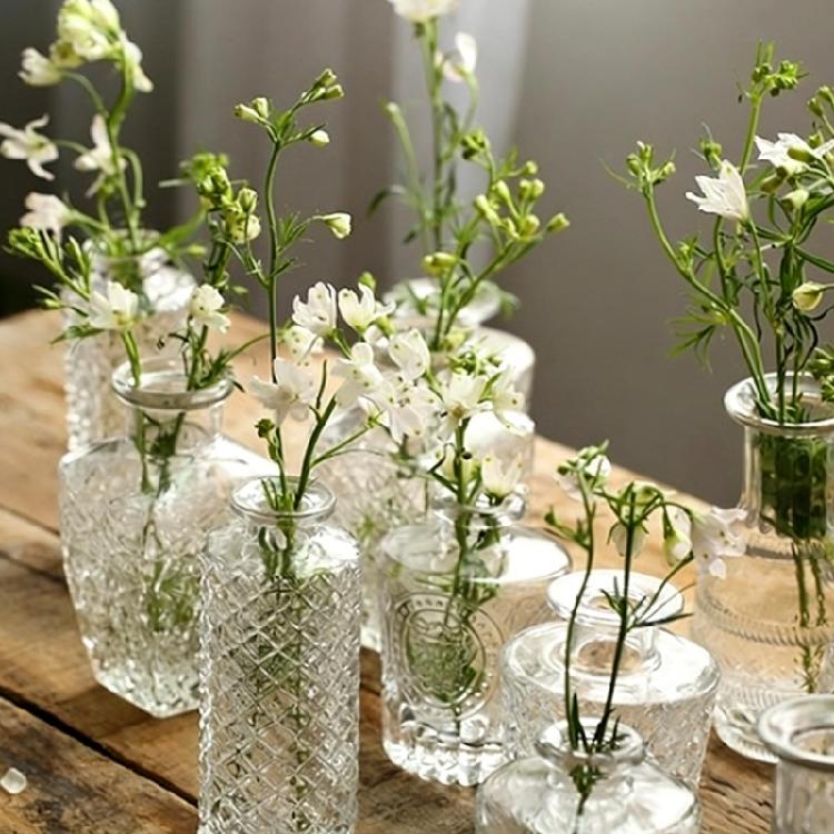 12Pcs Glass Bud Vases Small Vases for Centerpieces Mini Flower Vases Bulk for Rustics Wedding Home Table Decorations