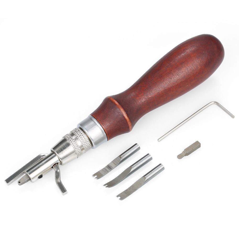 Interchangeable Tips Creasing Edge Beveler Adjustable Leathercraft Cutting Tool Trimming & Digging