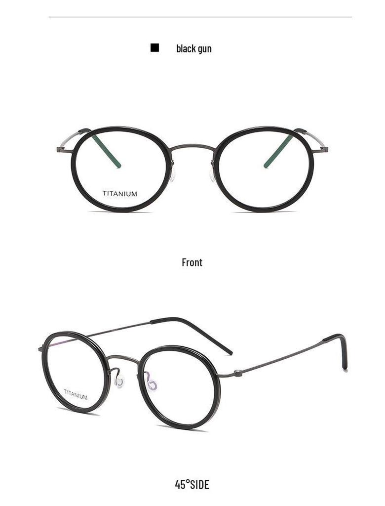Linde 5805 Oval Titanium and Acetate Fashion Eyeglasses for Women and Men - Retro Business Style