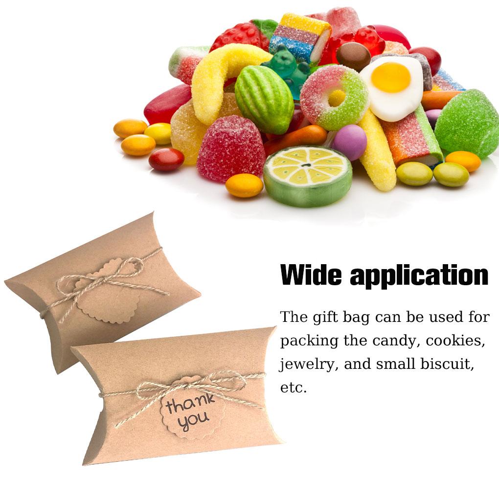 Kraft Paper Pillow Candy Box Chocolates Biscuit Storage Case Holiday Wedding Birthday Gifts Package for Children