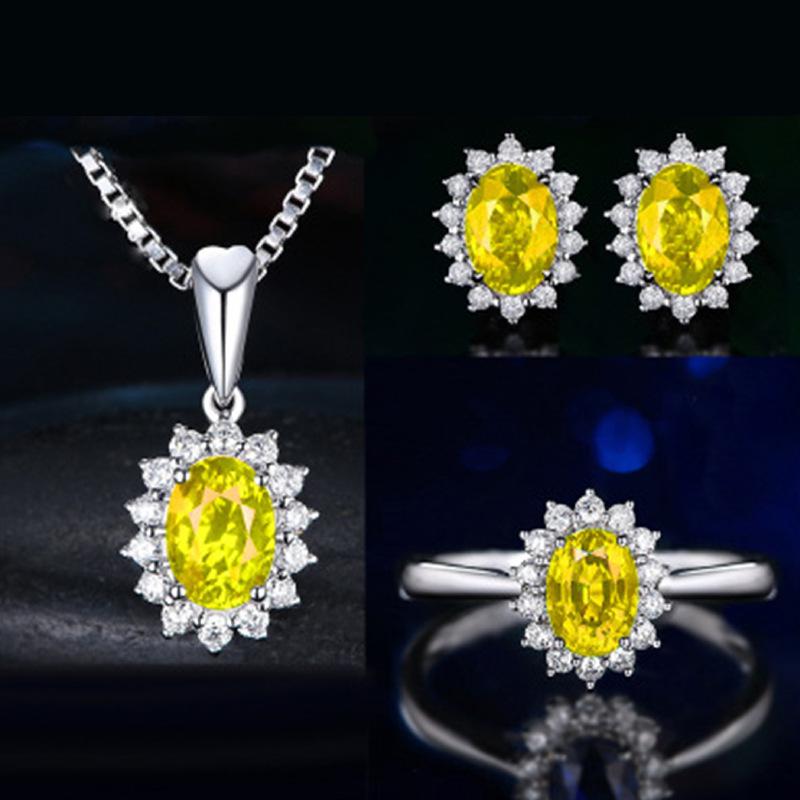 Multicolor Gemstone Queen Crown Necklace, Ring, Earrings & Pendant Set for Women