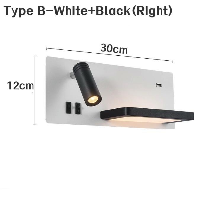 Luminárias de Parede LED Nórdicas de Cabeceira com Porta de Carregamento USB Prateleira Arandela Quarto Estudo Leitura Luminária de Parede Interna com Interruptor